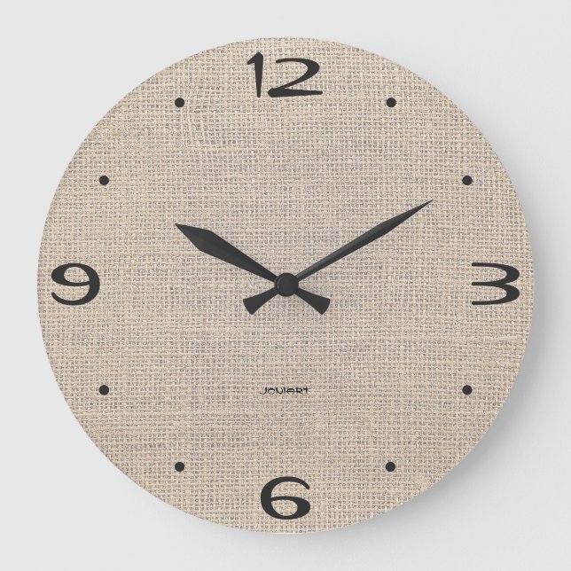 Neue Zuhause Moderne Wall Time Gunny Sack Burlap Große Wanduhr (Vorderseite)