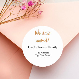 Neue Zuhause: neue Adresse verschoben Runder Aufkleber