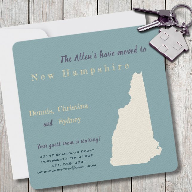 Neue Zuhause Neue Hampshire Moving Announcement Ca (Moving to New Hampshire? Send your friends and family a beautiful personalized announcement!)