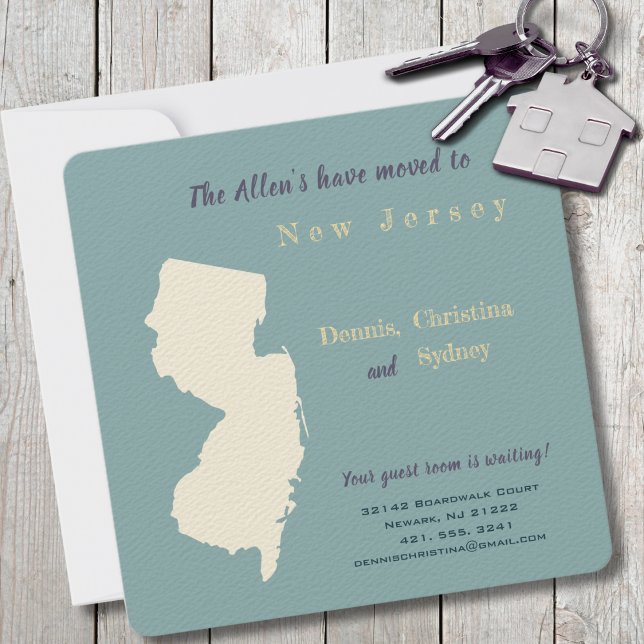 Neue Zuhause New Jersey Moving Ankündigung Postkar (Moving to New Jersey? Send your friends and family a beautiful personalized announcement!)