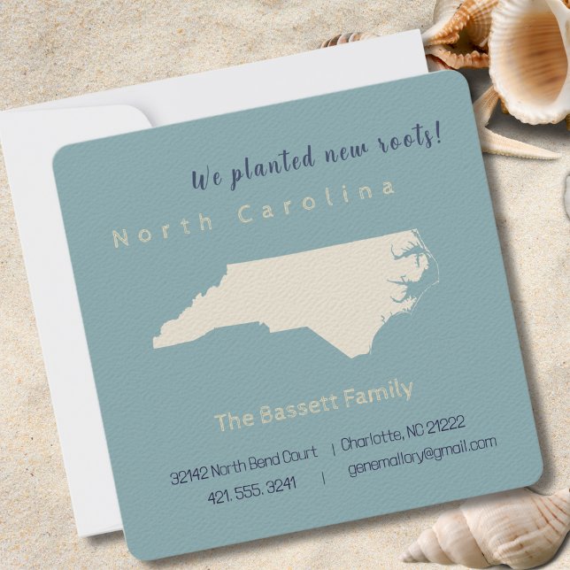 Neue Zuhause North Carolina Moving Announcement Ca Mitteilungskarte (Moving to North Carolina? Send your friends and family a beautiful personalized announcement!)