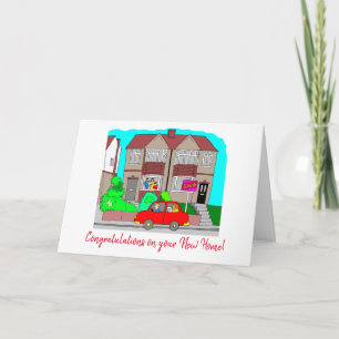 Neue Zuhause Red Car Glückwünsche Karte