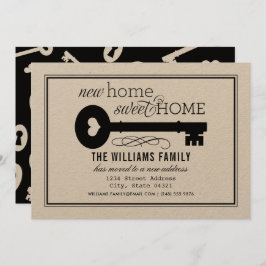 Neue Zuhause Sweet Zuhause Black Kraft Vintag Key Ankündigung