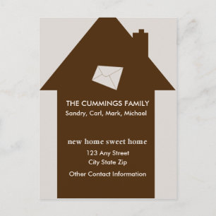 Neue Zuhause Sweet Zuhause Postcard (Taupe) Ankündigungspostkarte