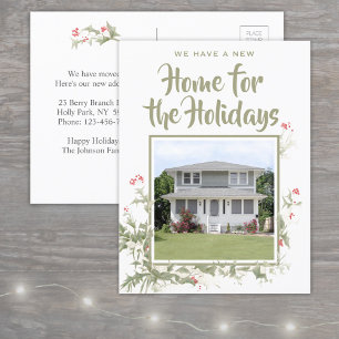 Neue Zuhause Watercolor Holly One Foto Address Cha Ankündigungspostkarte