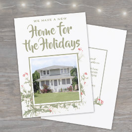 Neue Zuhause Watercolor Holly One Foto Address Cha Feiertagskarte