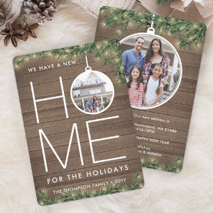 Neue Zuhause Weihnachtsschmuck Holz & Licht 2 Foto Feiertagskarte