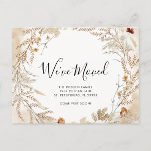 Neue Zuhause-Wildblume-Blattbewegung Ankündigungspostkarte