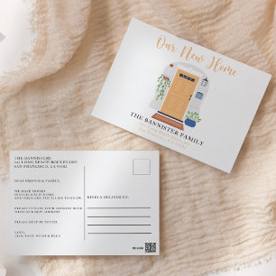 Neue Zuhause Wir haben die Aquarelltür verschoben Postkarte