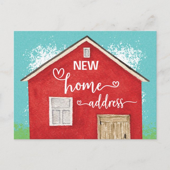 Neue Zuhause Wir haben die neue Wasserfarbenadress Ankündigungspostkarte (Vorderseite)