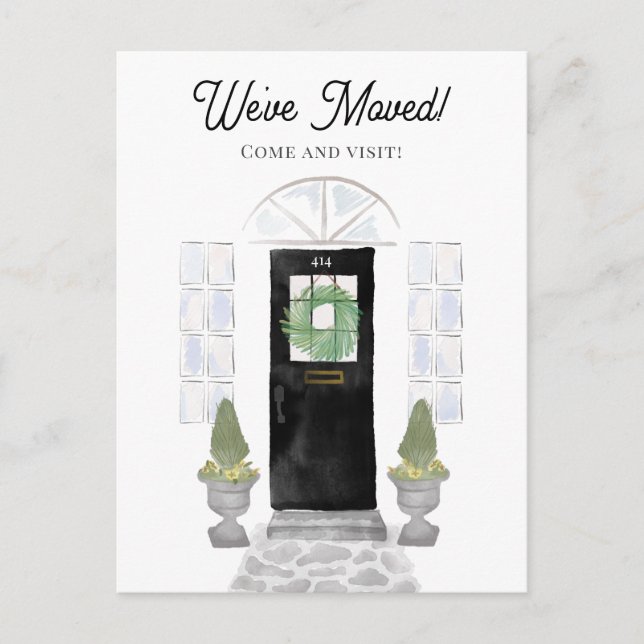 Neue Zuhause Wir haben die schwarze Wasserfarbentü Postkarte (Vorderseite)