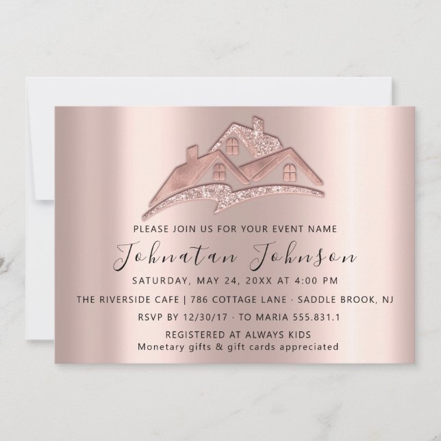 Neue Zuhause Wir haben Haus Party ImmobilienRose Einladung (Vorderseite)