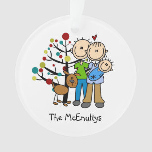 Neueltern eines Baby Boy and Hunde Ornament
