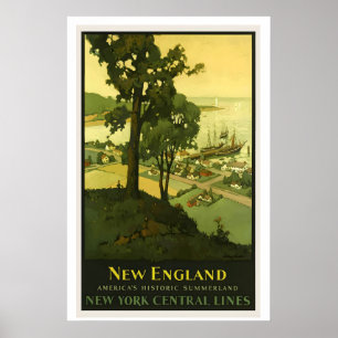 Neuengland Amerikas Historisches Sommerland Vintag Poster