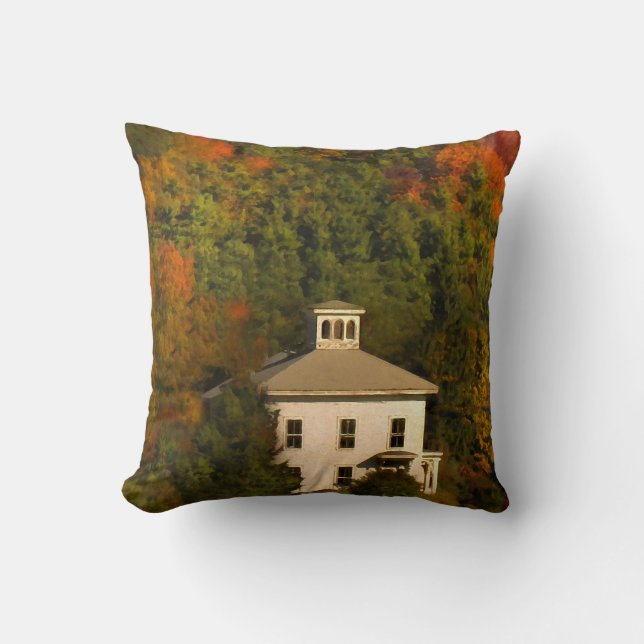 Neuengland Herbst House and Cupola Throw Pillow Kissen (Vorderseite)