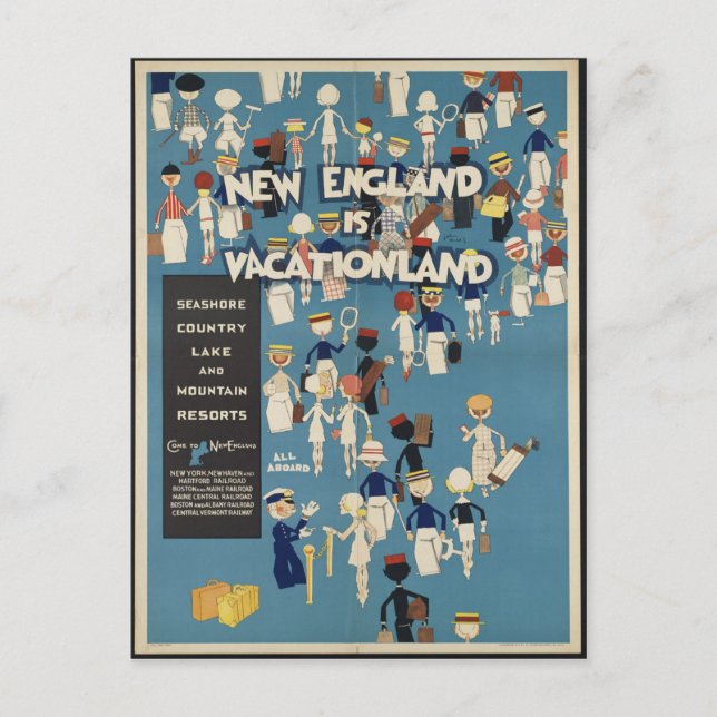 Neuengland ist Vacationland VintageTravel Postcard Postkarte (Vorderseite)