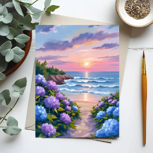 Neuengler Sommer   Hydrangea Beach Malerei Postkarte