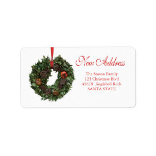 Neuer AdressenweihnachtsKranz Feiertags-Aufkleber Adressaufkleber