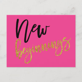 Neuer Anfang Positivziffer Hot Pink Postkarte