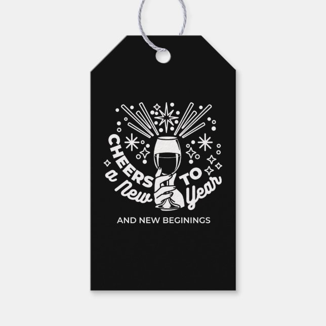 Neuer Anfang Weingläser - Illustration 2 Geschenkanhänger (Vorderseite)