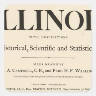 Neuer Atlas Illinois des Titelblattes Quadratischer Aufkleber