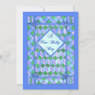Neuer Baby Boy Announcement - Kinderbett Quilt Einladung