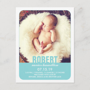 Neuer Baby Boy Foto Flat Ankündigung