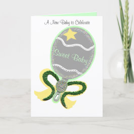 Neuer Baby gratuliert Green Yellow Rattle Karte