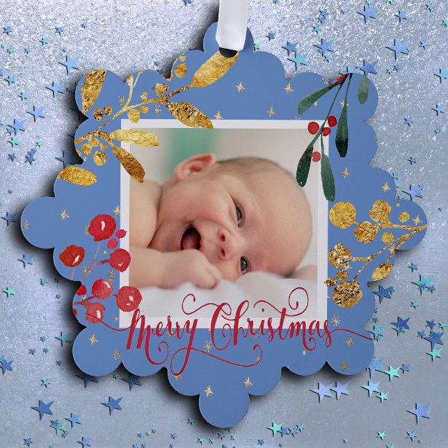 neuer Baby-Junge Frohe Weihnachten Ornament Karte (Von Creator hochgeladen)