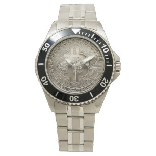 Neuer Bitcoin Black & Stainless Steel Oversified W Armbanduhr