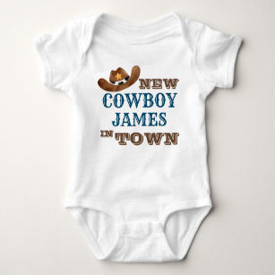 Neuer Cowboy mit personalisiertem Namen Baby Strampler