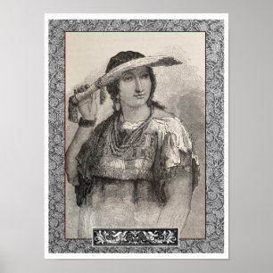 NEUER DRUCK DER 1800er Jahre - AMERIKANISCHE FRAU Poster