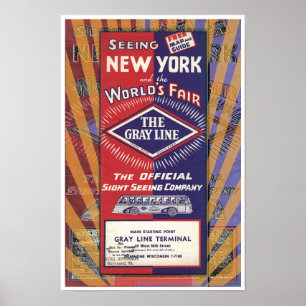 NEUER DRUCK 'NEW YORK WORLD FAIR' VINTAGE 1939 POSTER
