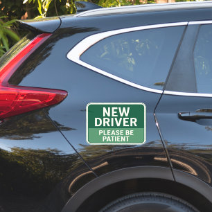 Neuer Fahrer - Bitte Geduld Grünes Verkehrsschild Aufkleber