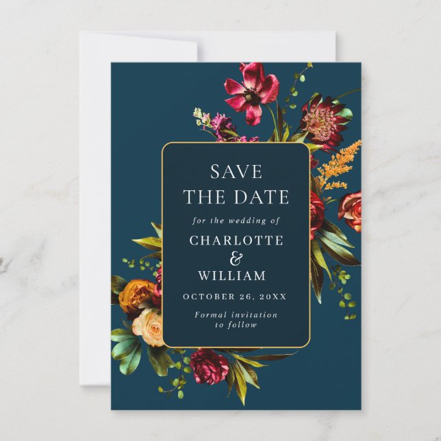 Neuer Garten Blumen Hochzeit QR-Code Save The Date (Vorderseite)