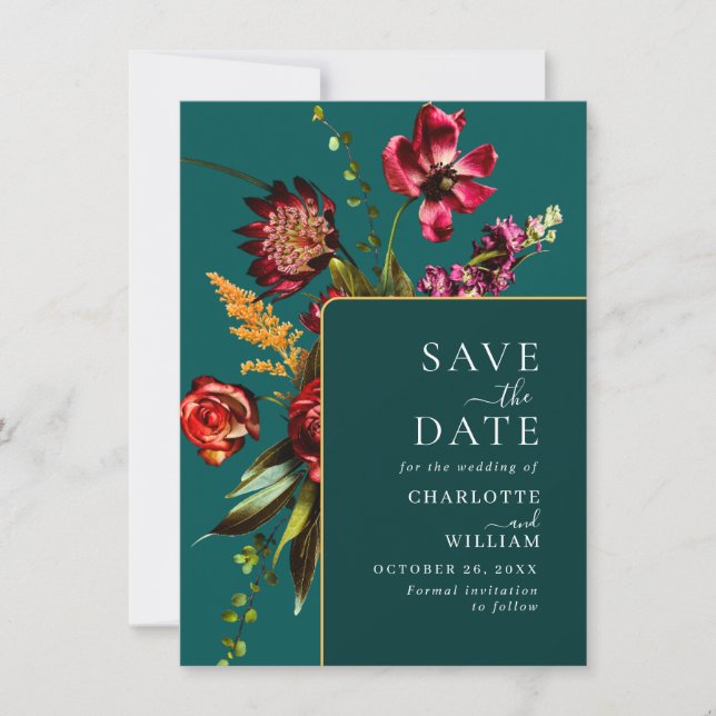 Neuer Garten Blumen Hochzeit QR-Code Save The Date (Vorderseite)