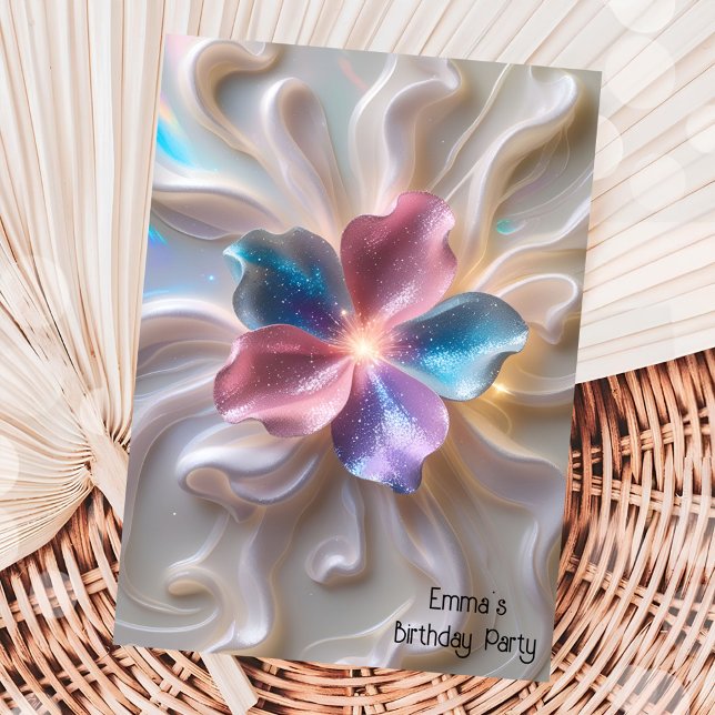 Neuer Geburtstag der rosa Blume Einladung (Von Creator hochgeladen)