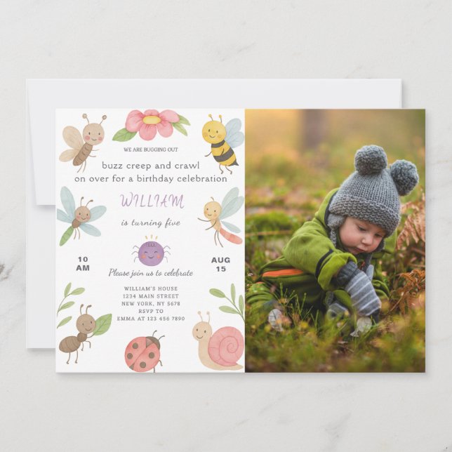 Neuer Geburtstagsaufenthalt mit Foto Einladung (Vorderseite)