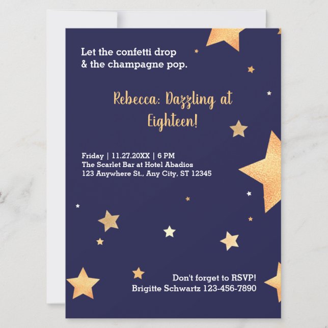 Neuer GoldGeburtstag Einladung (Vorderseite)