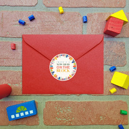 Neuer Grad auf dem Abschluss Blockkids Runder Aufkleber