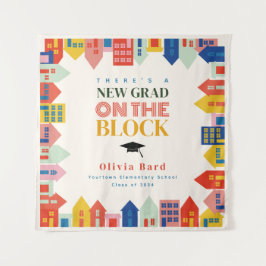 Neuer Grad auf dem Abschluss Blockkids Wandteppich