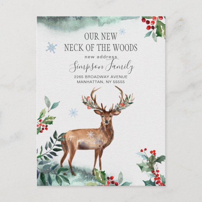 Neuer Hahn der Woods Moving Ankündigung Postkarte (Vorderseite)