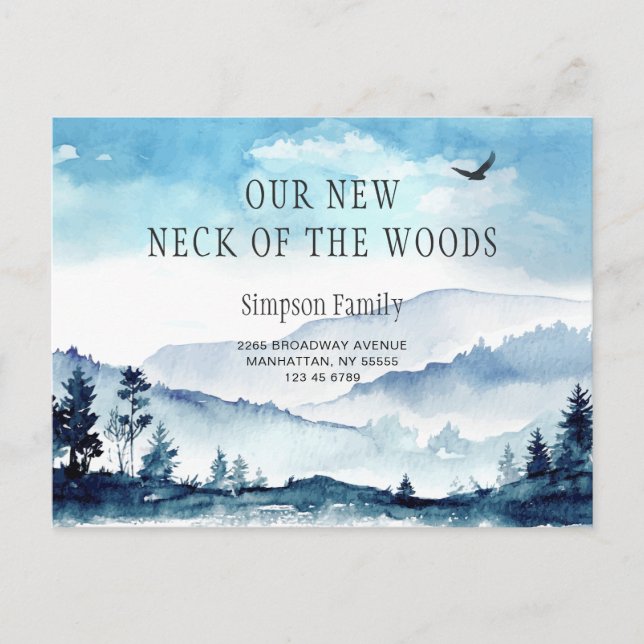 Neuer Hahn der Woods Moving Ankündigung Postkarte (Vorderseite)