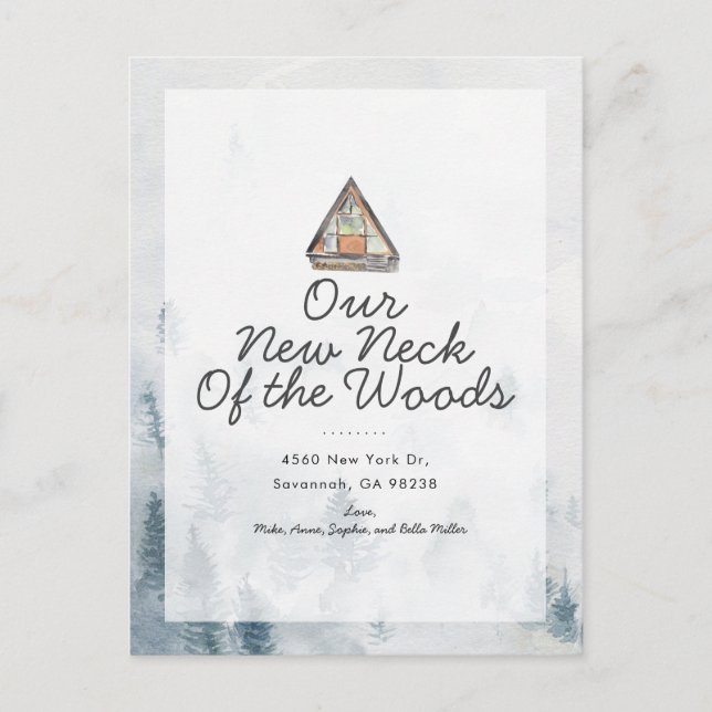 Neuer Hahn der Woods Moving Ankündigung Postkarte (Vorderseite)