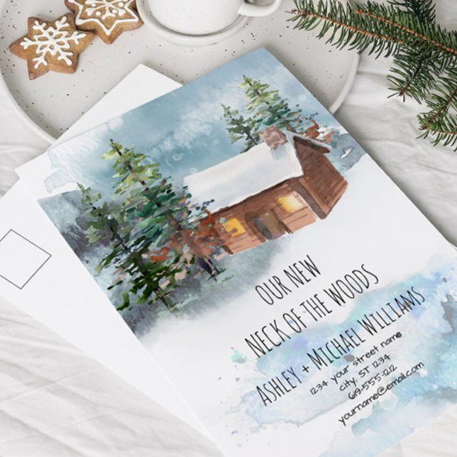 Neuer Hahn der Woods Moving Announcement Postcard Ankündigungspostkarte (Von Creator hochgeladen)