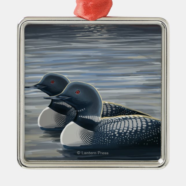 Neuer HampshireCommon Loon Ornament Aus Metall (Vorne)
