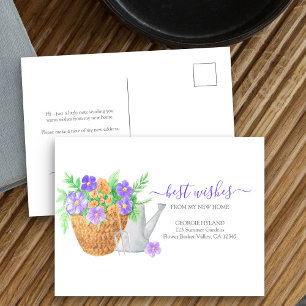 Neuer Hausgarten-Blumenpflanzer-Umzugsankündigung Postkarte