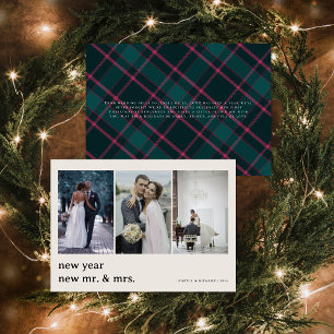 Neuer Herr & Frau Tartan Wedding Feiertagskarte