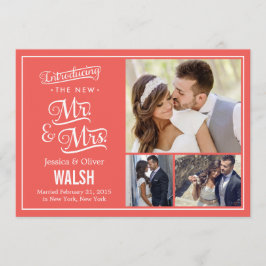 Neuer Herr und Frau Wedding Ankündigung - Coral