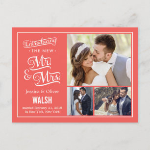 Neuer Herr und Frau Wedding Ankündigung - Coral
